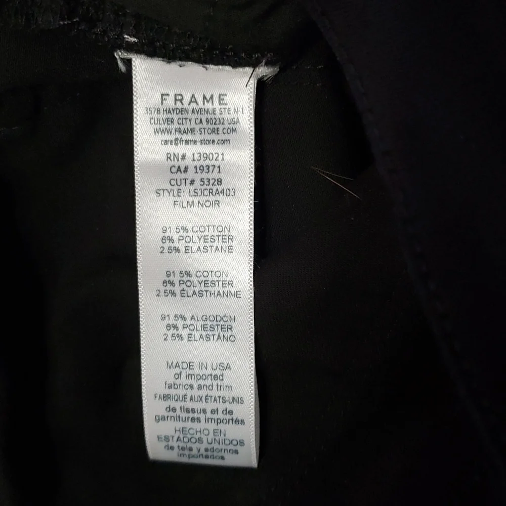 FRAME Le Skinny de Jeanne, Color Film Noir, Size 26